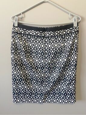 Mario Serrani Black & White Geometric Pencil Skirt